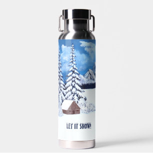 Winter Wonder Scene Silver Insulated Water Bottle