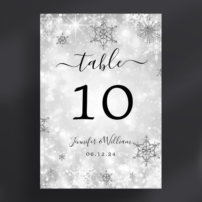 Winter Wonder Xmas Holiday Wedding Silver  Table Number (Winter Wonder Xmas Holiday Wedding Silver Table Number)