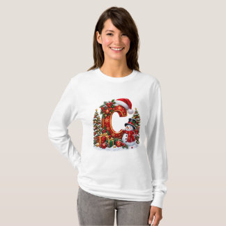 Winter Wonderland Alphabet Letter C Holiday T-Shirt