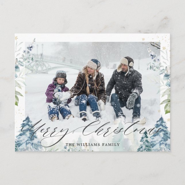 Winter Wonderland Alpine Merry Christmas Photo  Postcard (Front)