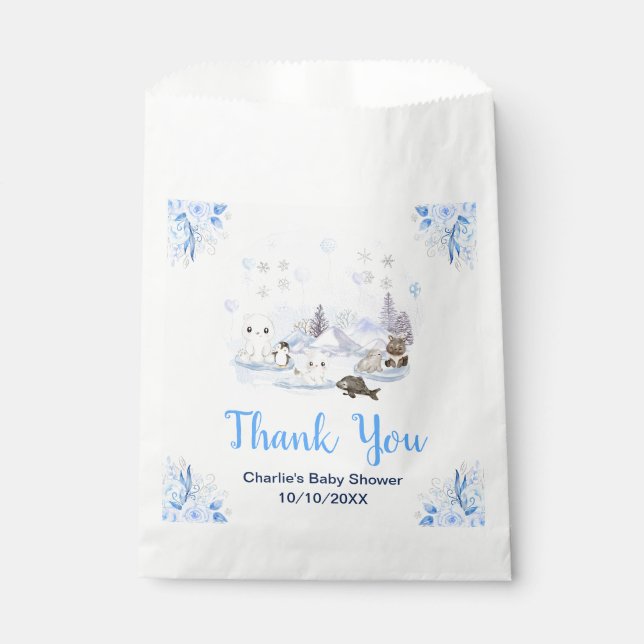 Winter Wonderland Animals Baby Shower Thank You Favour Bags (Front)
