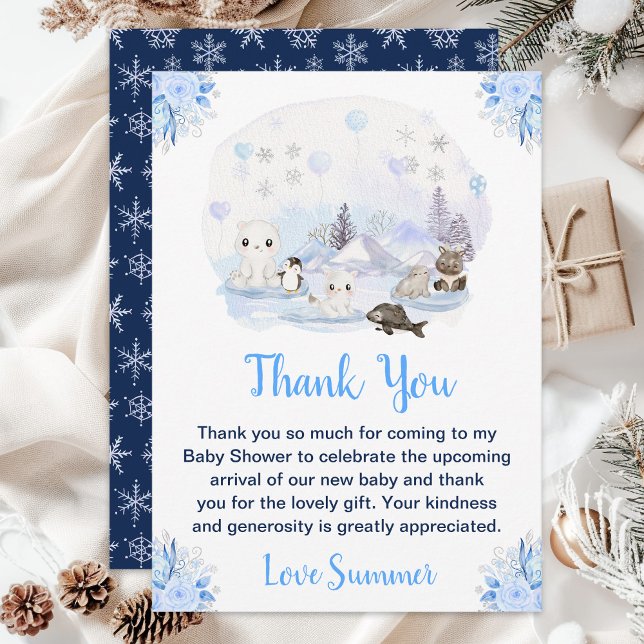Winter Wonderland Arctic Animals Baby Shower Thank You Card (Creator Uploaded)