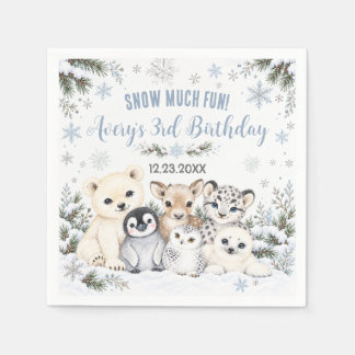Winter Wonderland Arctic Animals Birthday Napkin
