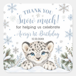 Winter Wonderland Arctic Animals Leopard Birthday Square Sticker