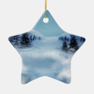 Winter Wonderland at Night Ceramic Tree Decoration