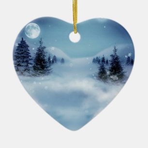 Winter Wonderland at Night Ceramic Tree Decoration