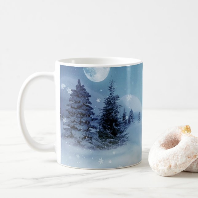 Winter Wonderland at Night Coffee Mug (With Donut)