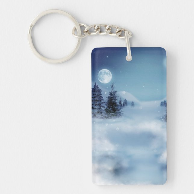 Winter Wonderland at Night Key Ring (Front)