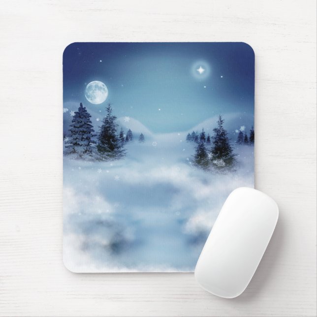Winter Wonderland at Night Mouse Pad (With Mouse)