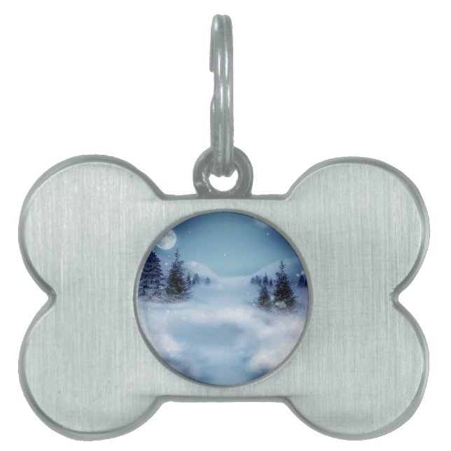 Winter Wonderland at Night Pet ID Tag (Front)