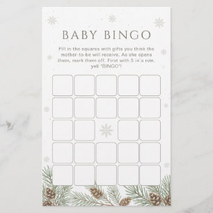 Winter Wonderland Baby Shower Bingo Game