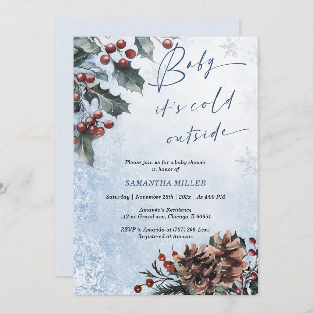 Winter Wonderland Baby Shower Invitation (Front/Back)