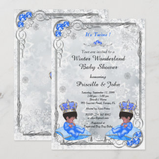 Winter Wonderland Baby Shower Invitation Twins Boy