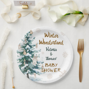 Winter Wonderland Baby Shower Paper Plate