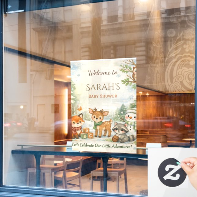 Winter Wonderland Baby Shower Sign | Blue Snow (Cafe Window)