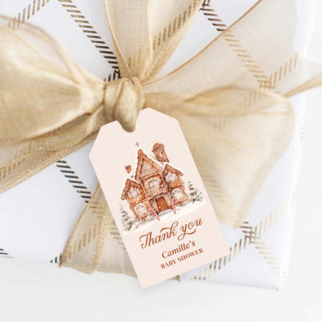 Winter Wonderland Baby Shower Thank you Gift Tag (Gingerbread House Winter Baby Shower Thank you Tag)