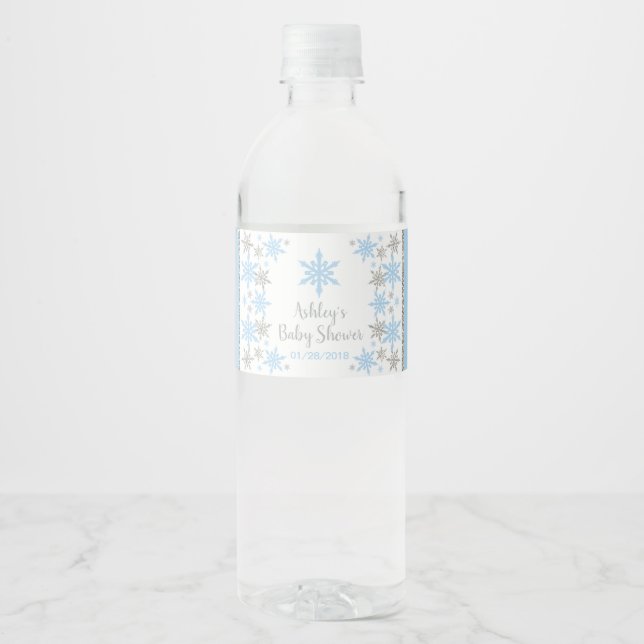 Winter Wonderland Baby Shower Water Bottle Labels (Front)