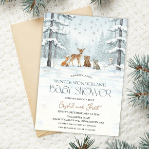 Winter Wonderland Baby Shower Woodland Baby Animal Invitation