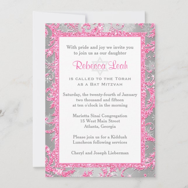 Winter Wonderland Bat Mitzvah Invitation 2 (Front)