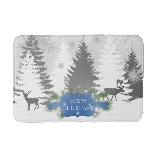 Winter Wonderland Bath Mat - Blue (Front)
