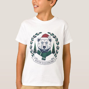 Winter Wonderland Bear – Cute Santa Hat Christmas T-Shirt