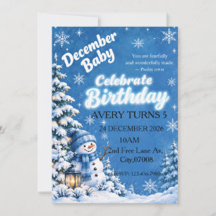 Winter Wonderland Birthday Invitation Snowy Blue