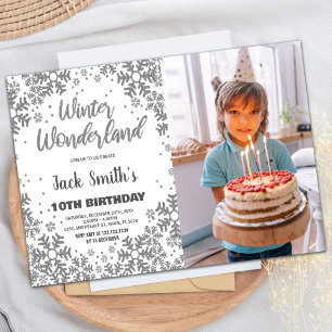 Winter Wonderland Birthday Invitations w Photo