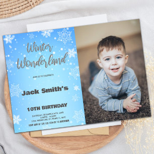Winter Wonderland Birthday Invitations with Photo