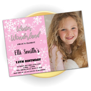 Winter Wonderland Birthday Invitations with Photo
