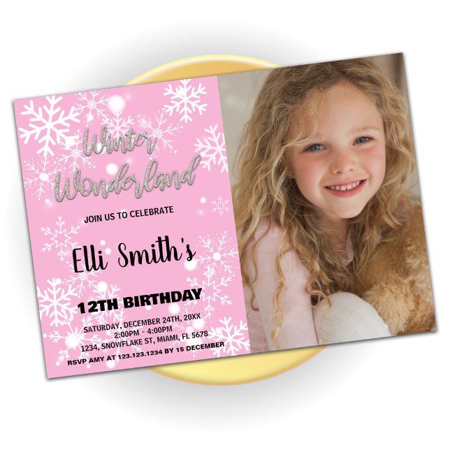 Winter Wonderland Birthday Invitations with Photo (Winter Wonderland Birthday Invitations with Photo)