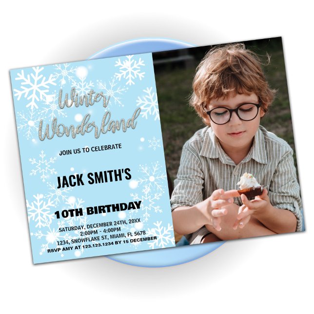 Winter Wonderland Birthday Invitations with Photo (Winter Wonderland Birthday Invitations with Photo)