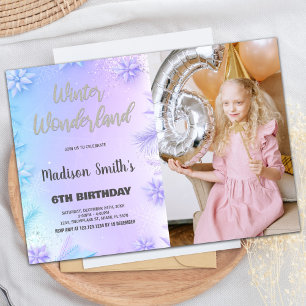 Winter Wonderland Birthday Invitations with Photo