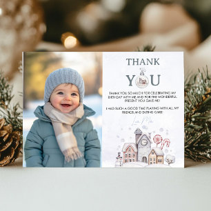 Winter Wonderland Birthday Photo Thank You Card