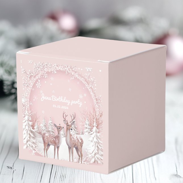 Winter Wonderland Birthday | Pink and Deer Favour Box (Creator Uploaded)
