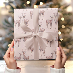 Winter Wonderland Birthday   Pink and Deer Wrapping Paper
