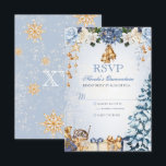 Winter Wonderland Blue and Gold Quinceanera RSVP Card<br><div class="desc">This design transports you into a fantasy wonderland dream come true. Your special day deserves a very special invitation design. I put so much time and care into designing this invitation suite and I am IN LOVE with it. I hope you are too! This winter princess design features so many...</div>