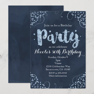 Winter Wonderland Blue Birthday Party Invitations