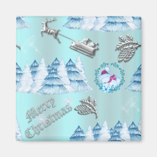 Winter Wonderland Blue Christmas Magnet