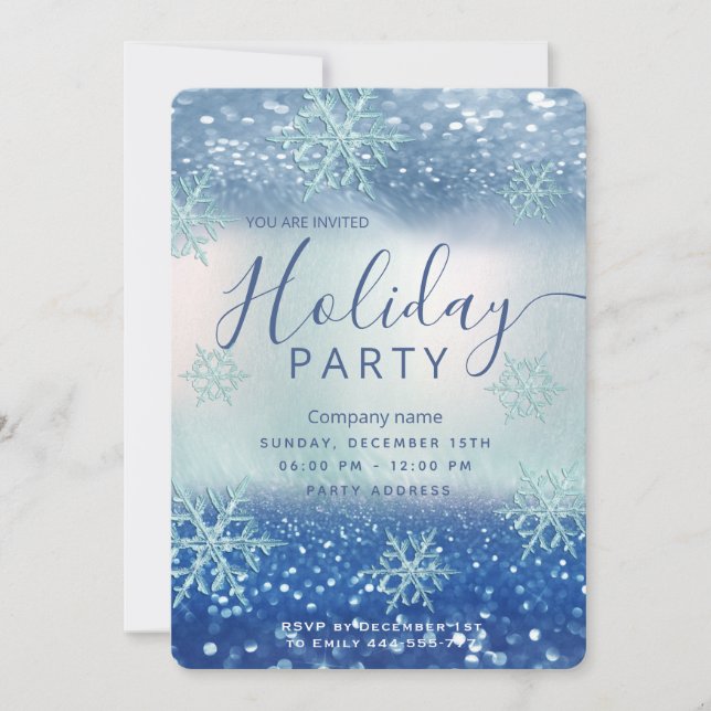 Winter wonderland blue corporate Holiday party Invitation (Front)