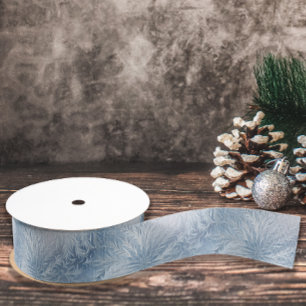 Winter Wonderland Blue frosty pattern Grosgrain Ribbon