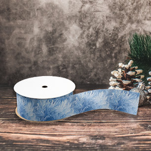 Winter Wonderland Blue frosty pattern Grosgrain Ribbon
