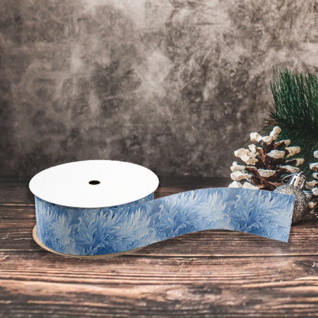 Winter Wonderland Blue frosty pattern Grosgrain Ribbon (Creator Uploaded)