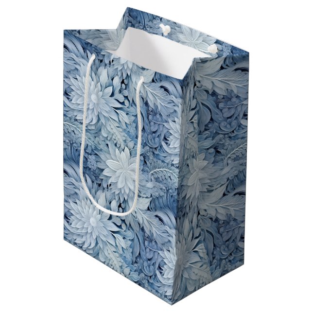 Winter Wonderland Blue frosty pattern Medium Gift Bag (Front Angled)