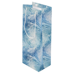 Winter Wonderland Blue frosty pattern Wine Gift Bag