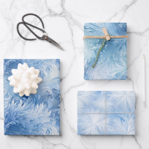 Winter Wonderland Blue frosty pattern Wrapping Paper Sheet