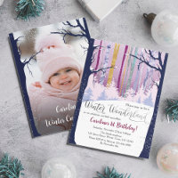 Winter Wonderland Blue Purple Silver Snow Photo 