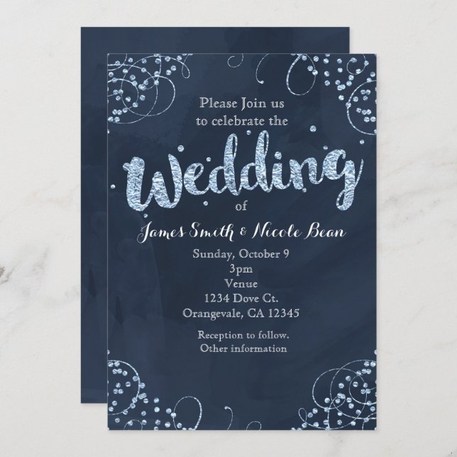 Winter Wonderland Blue & Simple Wedding Invitation (Front/Back)