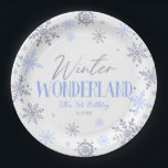 Winter Wonderland Blue Snowflake Birthday Party Paper Plate<br><div class="desc">This is a Winter Wonderland Blue Snowflake Birthday Party Paper Plates!</div>