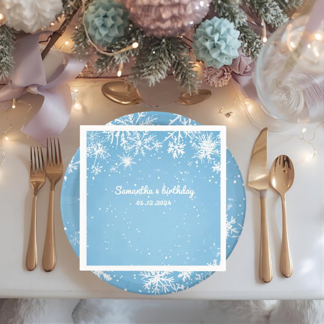 Winter Wonderland Blue Snowflake Napkin (Creator Uploaded)