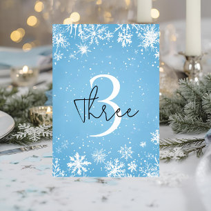 Winter Wonderland Blue Snowflake Table Number